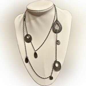 Bohemian Silver Necklace with Intricate Design